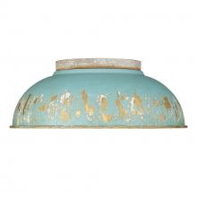  0865-FM AGV-TEAL - Kinsley Flush Mount in Aged Galvanized Steel with Antique Teal Shade